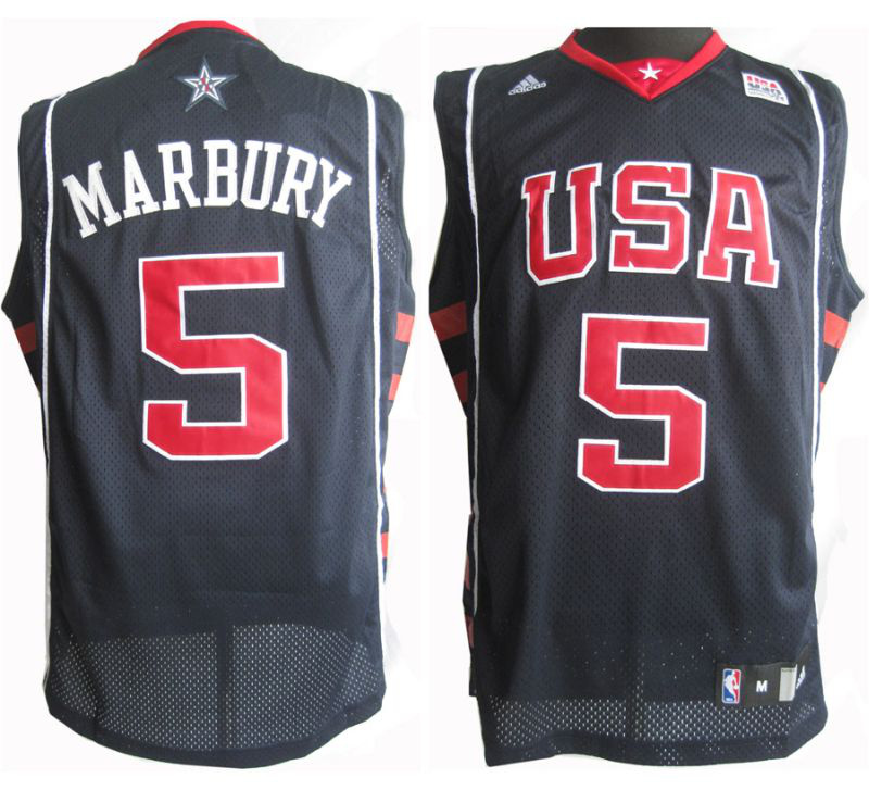  USA 2004 Olympic Dream Team Six 5 Stephon Marbury Blue Basketball Jersey
